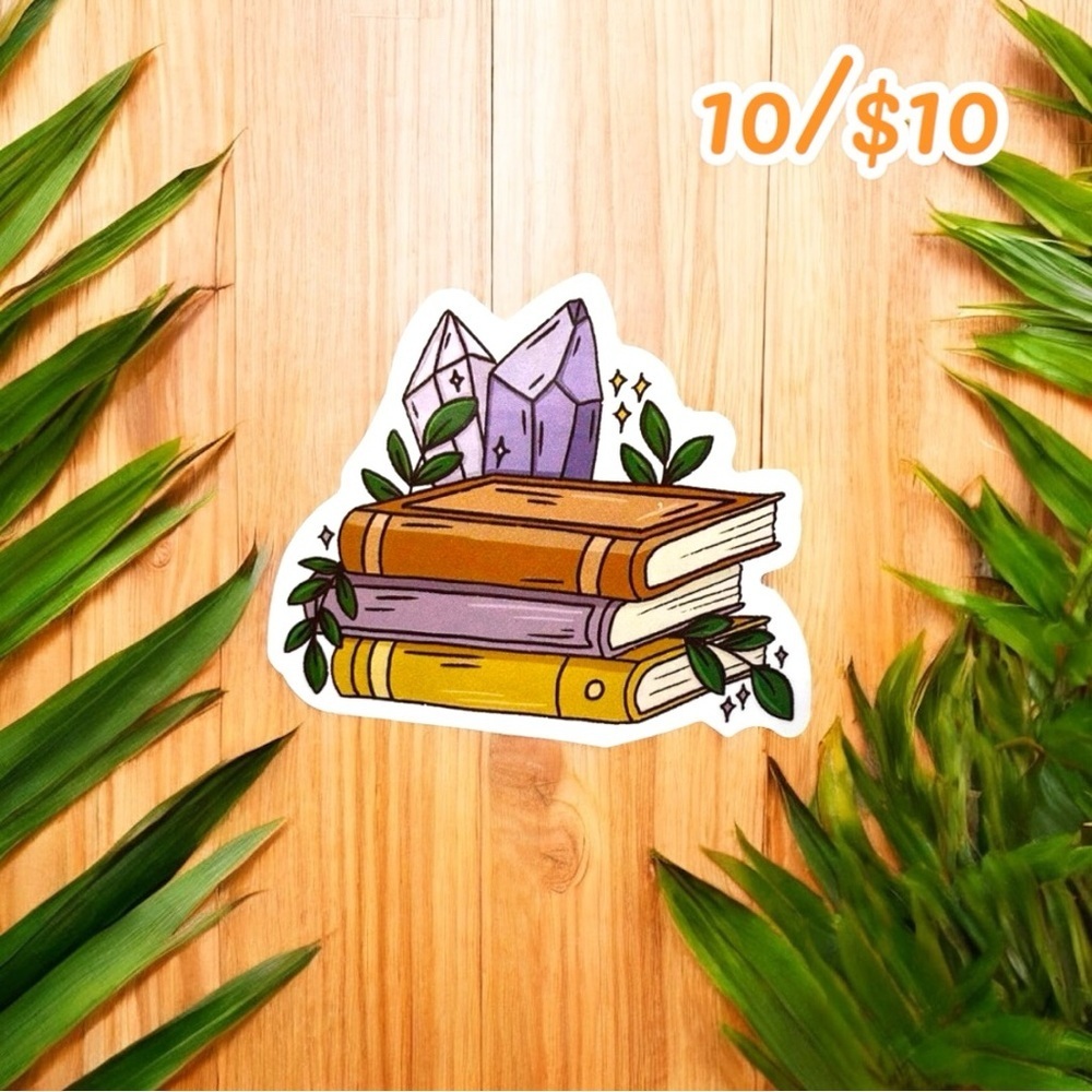 Books & Crystals Sticker – Approx. 2”